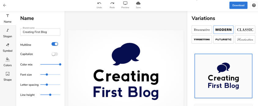 bluehost logo maker step2