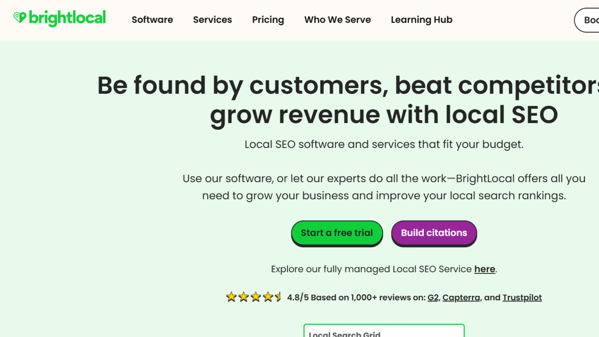 brightlocal homepage