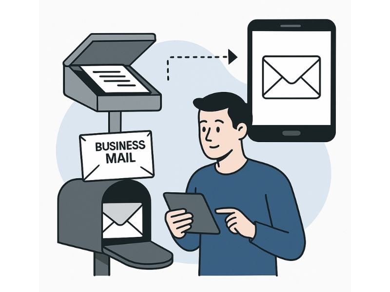 Business mail being scanned and sent digitally by a virtual mailbox service