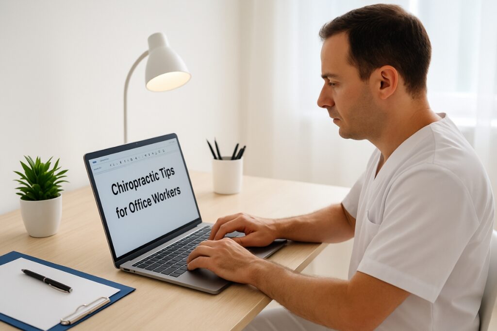 Chiropractor creating local blog content about wellness and back pain tips to improve SEO.