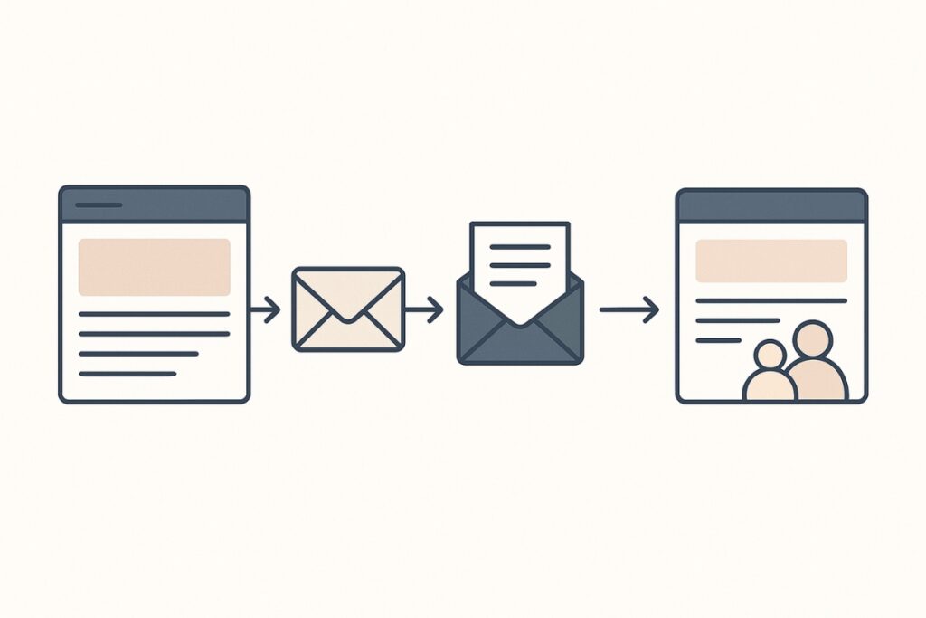 Content flow from blog post to newsletter signup and repeat visits