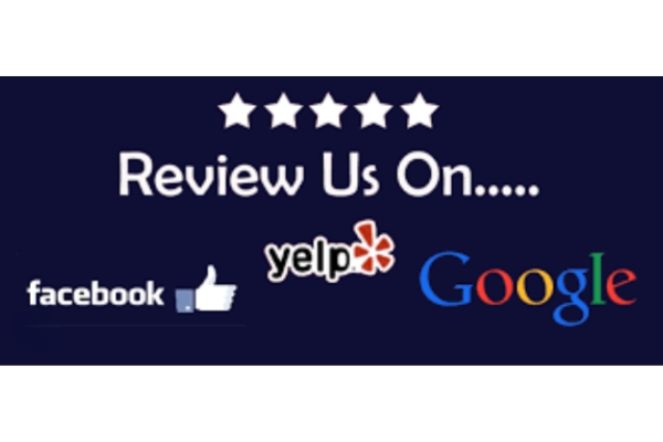 example image asking for reviews from facebook, yelp, and google