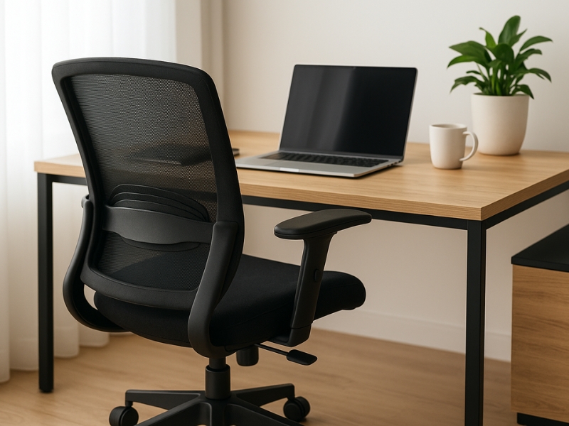 Ergonomic office chair with lumbar support for comfortable remote work
