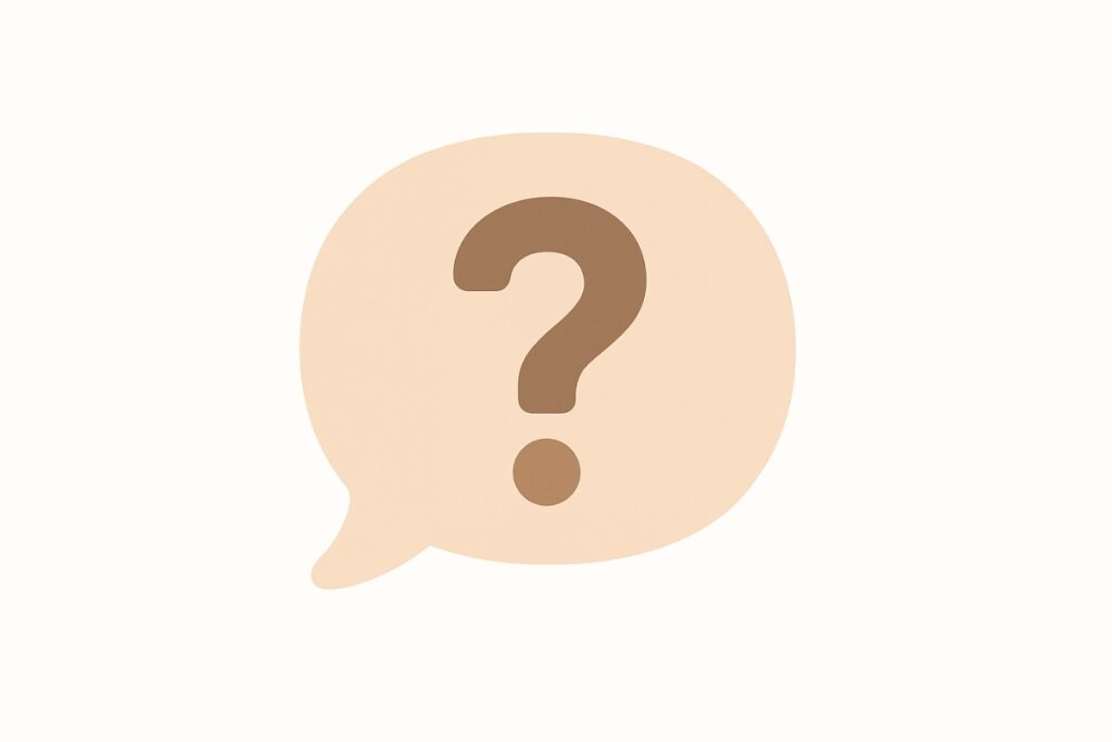 Flat illustration of a question mark and speech bubble for FAQ section