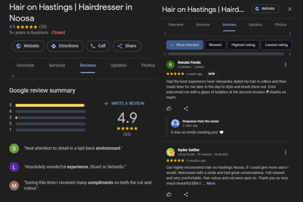 google business profile reviews