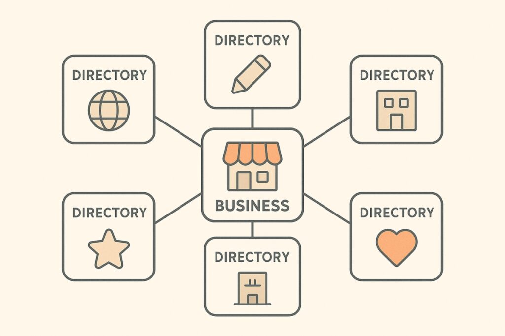 Local citation network diagram showing directory links pointing to a business.