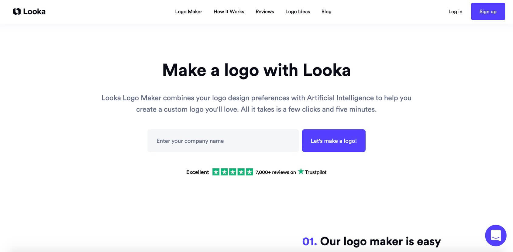 Looka homepage
