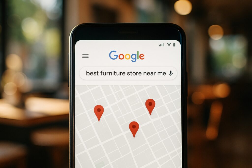 Mobile search showing nearby e-commerce store results on Google