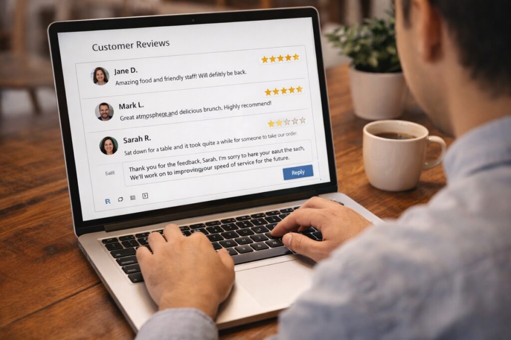 Online customer reviews and star ratings influencing local business trust