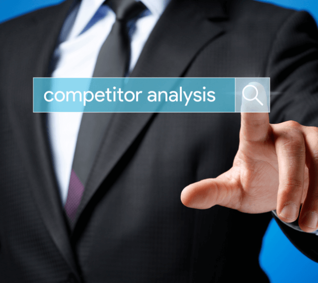 man completed an internet search fro competitor analysis