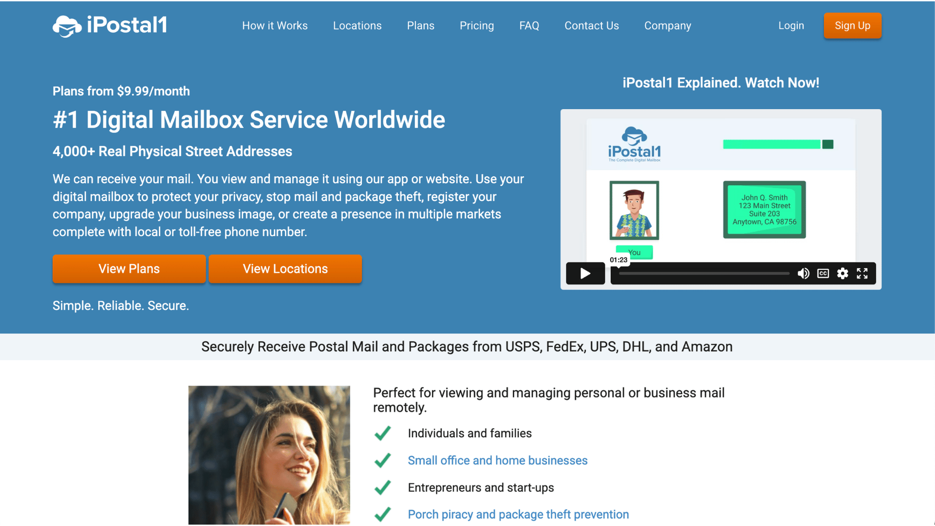 ipostal1 website homepage