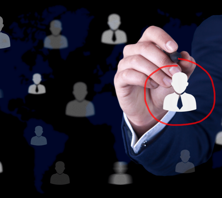 man circling the outline of a man meant to symbolize selecting a niche